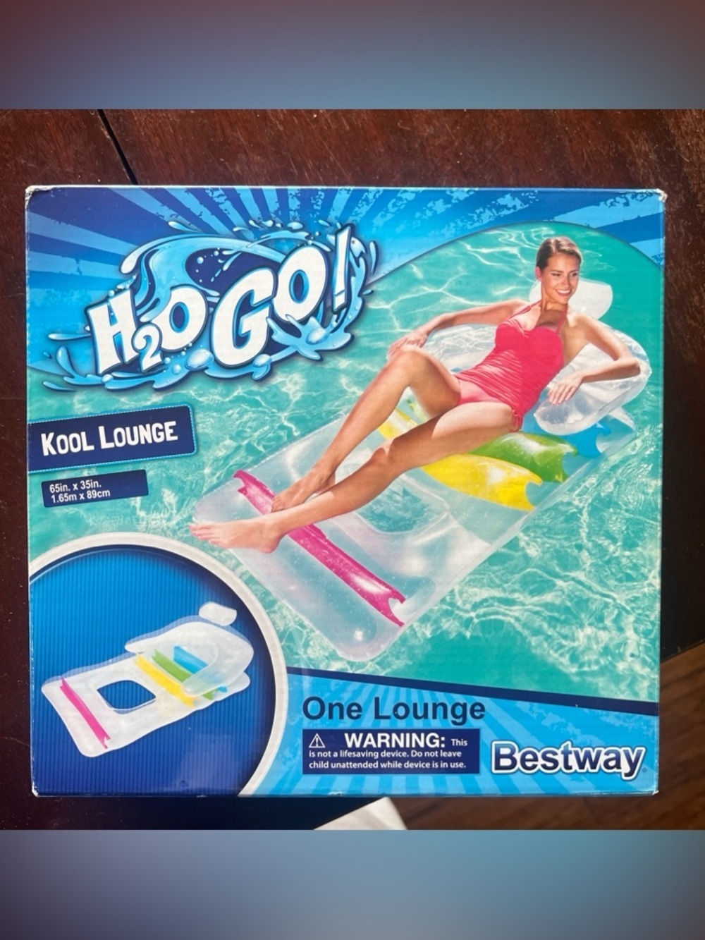 H2O GO! Inflatable Pool Lounge - Clear with Pink, Yellow & Green Accents
